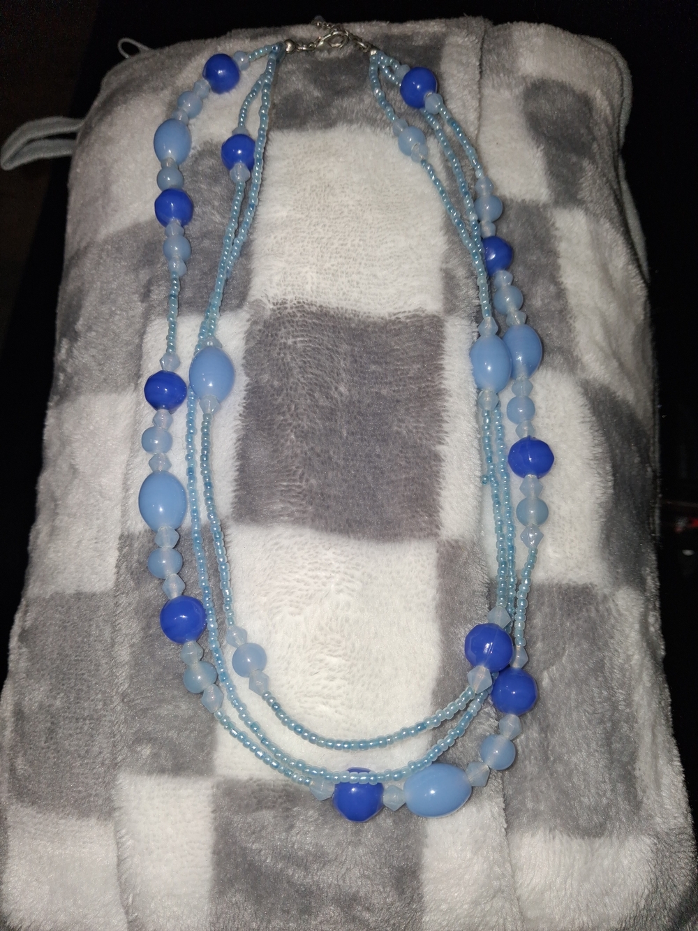 Multi-Strand Blue Beaded Necklace